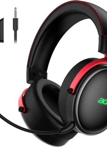 Acer 2.4GHz Wireless Gaming Headsets for PS5, PS4, PC, Switch, Tri-Mode Bluetooth Gaming Headset with Mic, Stereo Sound, 40+Hr Battery, 50mm Drivers - Black
