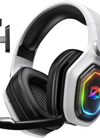 Ozeino 2.4GHz Wireless Gaming Headset for PC, Ps5, Ps4 - Lossless Audio USB & Type-C Ultra Stable Gaming Headphones with Flip Microphone, 40-Hr Battery Gamer Headset for Switch, Laptop, Mobile, Mac