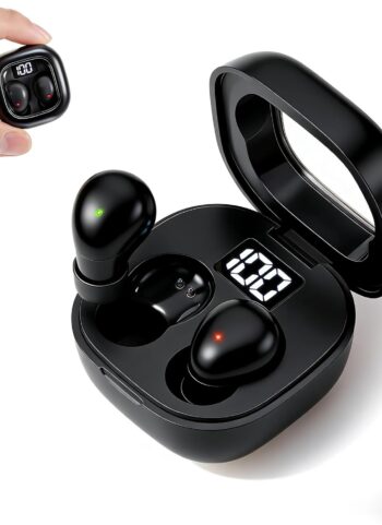 Mini Sleep Earbuds for Side Sleepers, Comfortable Fit Ultra-Light Bluetooth 5.4 Invisible Sleep Headphones, LED Display Portable Case Small Earphones for Sleep Work Sports (Black)