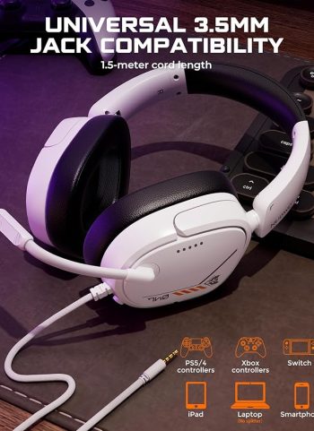 NUBWO HG04L Gaming Headset for PS5/PS4, Xbox Series X|S/Xbox One, Switch – 250g Lightweight, Clear Unidirectional Mic, Soft Memory Earmuffs, 3.5mm Jack for Gaming & Work